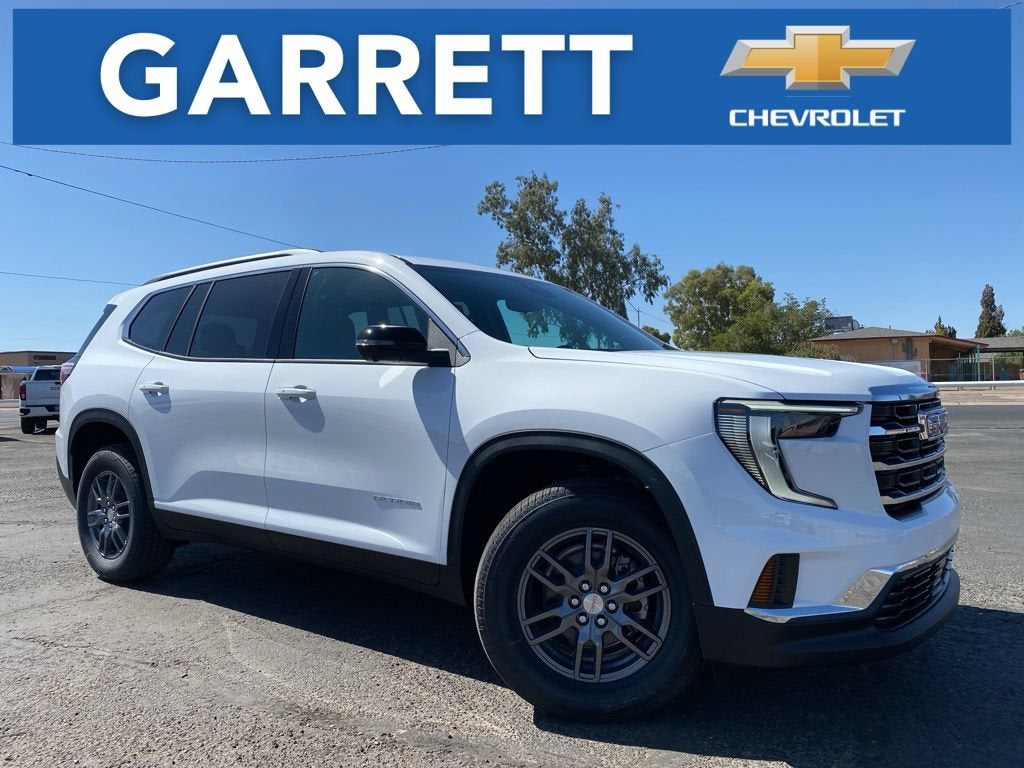 2026 GMC Acadia Elevation in Summit White — front three-quarter view