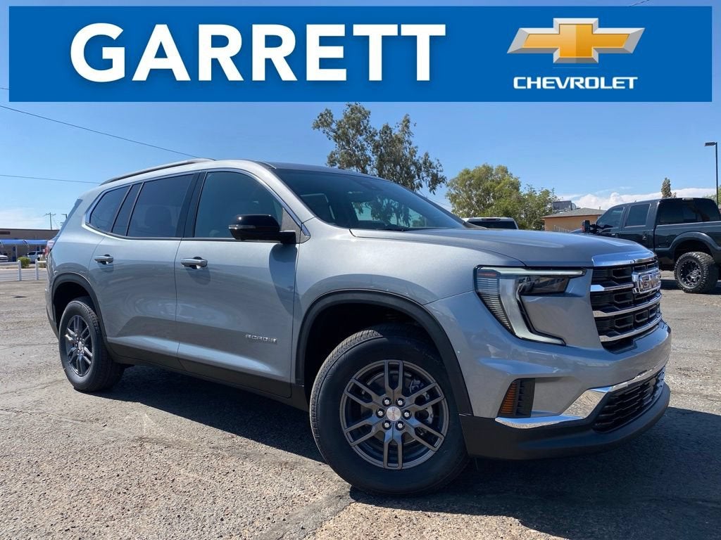 2026 GMC Acadia Elevation in Sterling Metallic — front three-quarter view