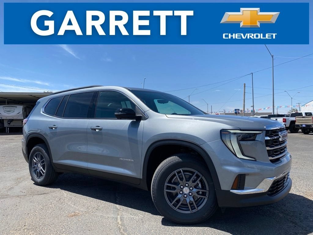 2026 GMC Acadia Elevation in Sterling Metallic — front three-quarter view