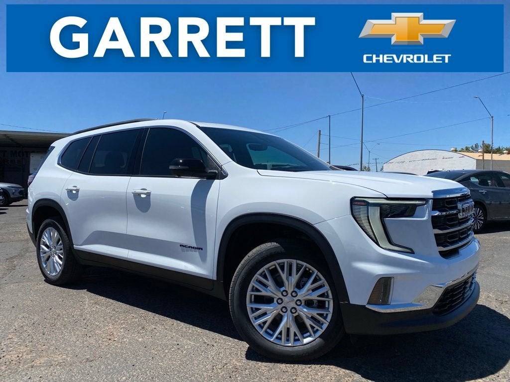 2026 GMC Acadia Elevation in Summit White — front three-quarter view