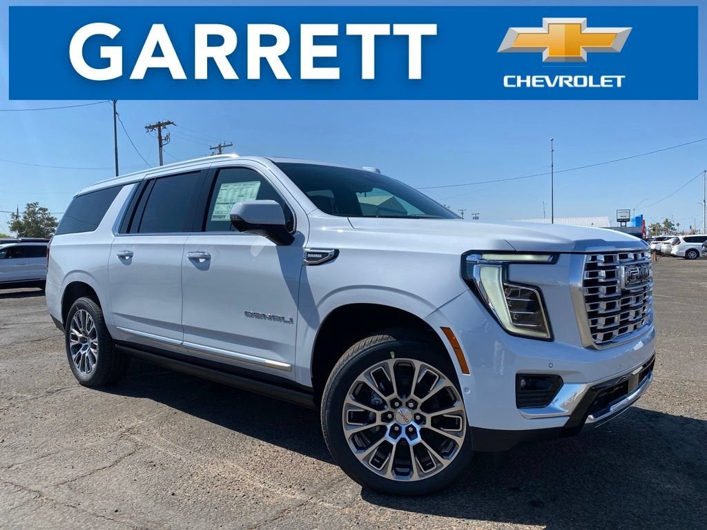 2026 GMC Yukon XL Denali in Glacier White Tricoat — front three-quarter view