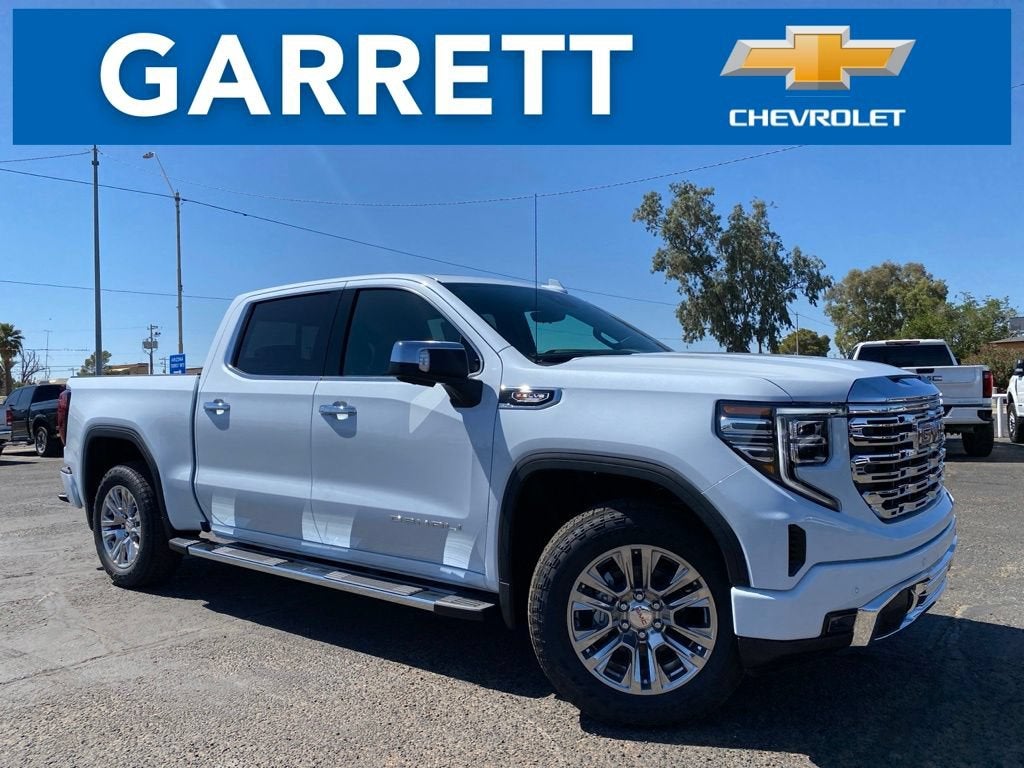 2026 GMC Sierra 1500 Denali in Glacier White Tricoat — front three-quarter view
