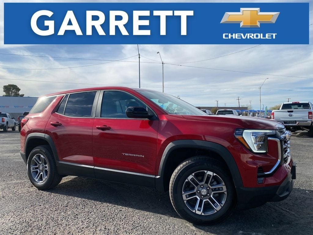 2026 GMC Terrain Elevation in Volcanic Red Tintcoat — front three-quarter view