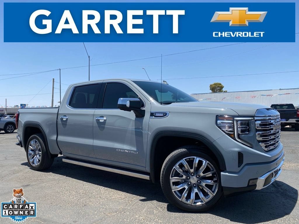 2025 GMC Sierra 1500 Denali in Thunderstorm Gray — front three-quarter view