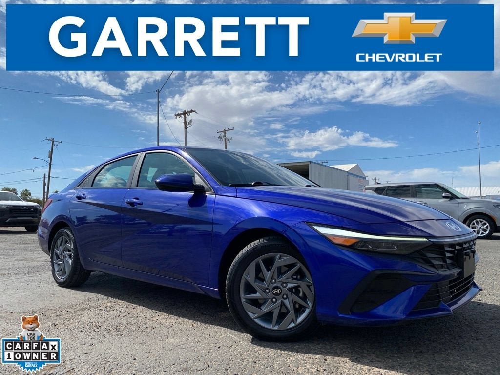 2024 Hyundai Elantra SEL in Blue — front three-quarter view